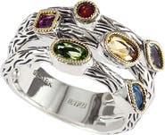 EFFY Sterling Silver & 18K Yellow Gold Amethyst, Blue Topaz, Citrine, Garnet, Peridot, Aquamarine Ring - Size 7