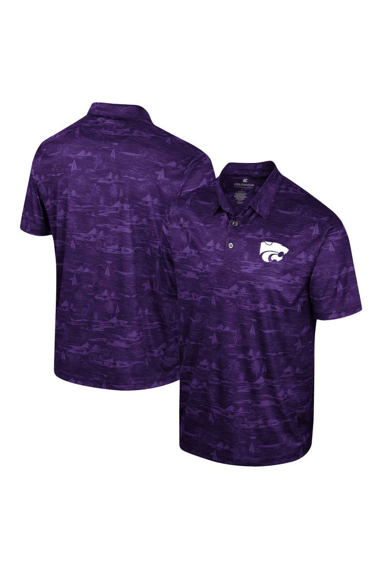Men's Colosseum Purple Kansas State Wildcats Daly Print Polo, Alternate, color, Purple