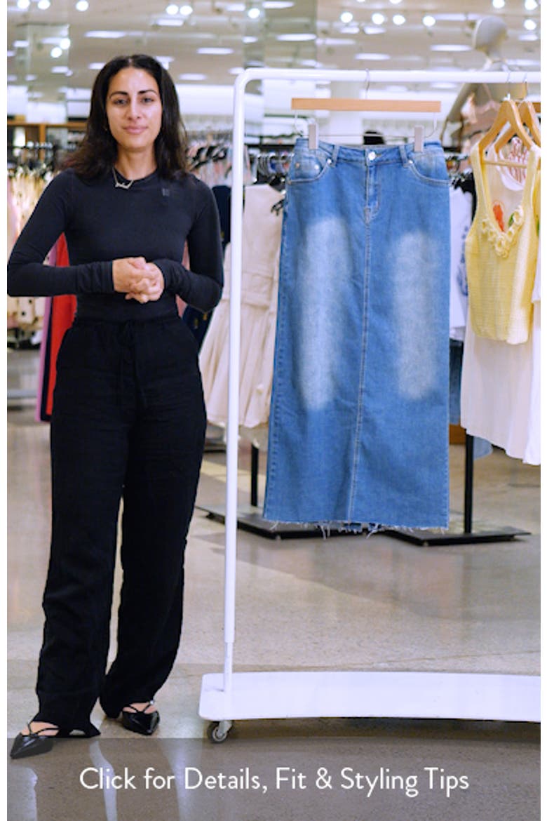 Elowyn Denim Maxi Skirt with Back Slit Detail video