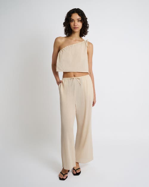 Shop Onia Crinkle Gauze One-shoulder Top In Sandshell