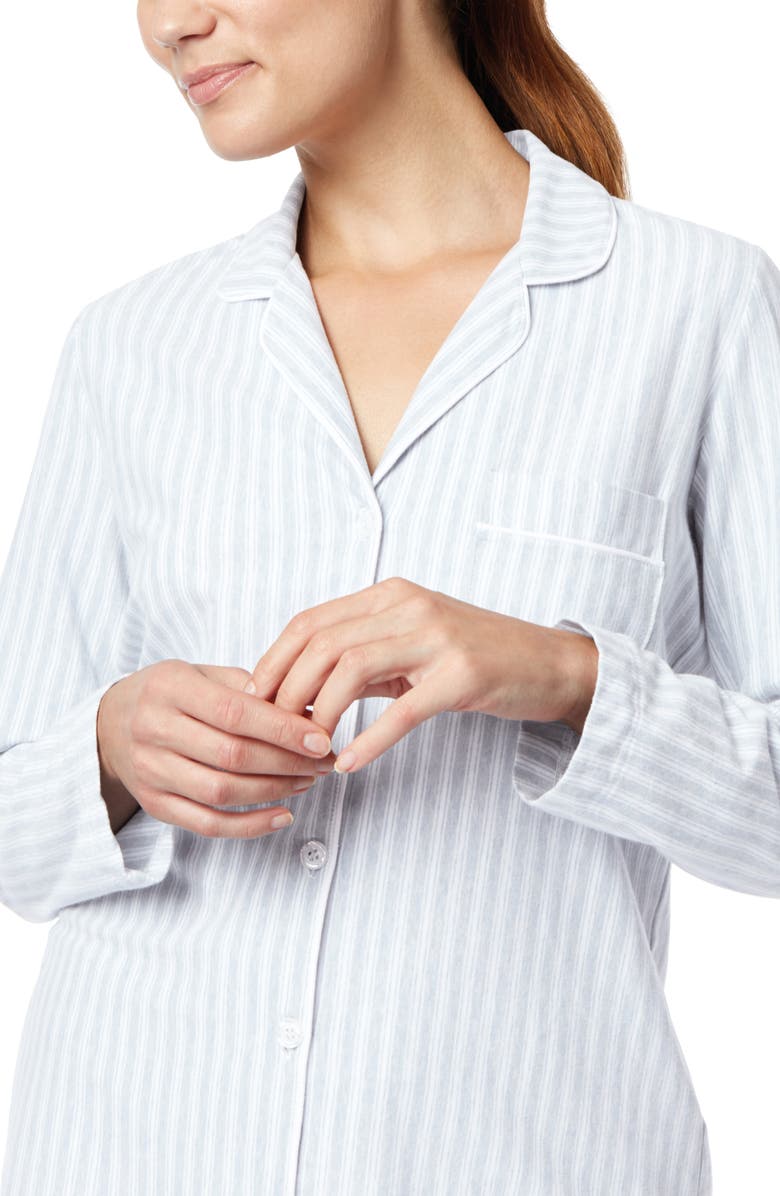 The White Company Pink Stripe Brushed Cotton Pajamas, Alternate, color, 