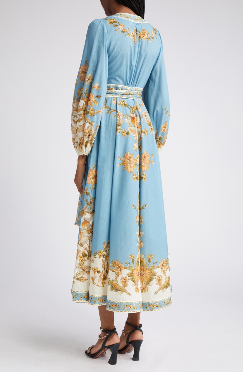 Zimmermann Floral Print Long Sleeve Cotton Chintz Wrap Dress, Alternate, color, 