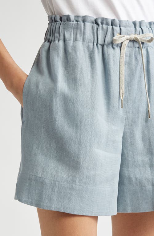 Eleventy Drawstring Linen Shorts In Dust
