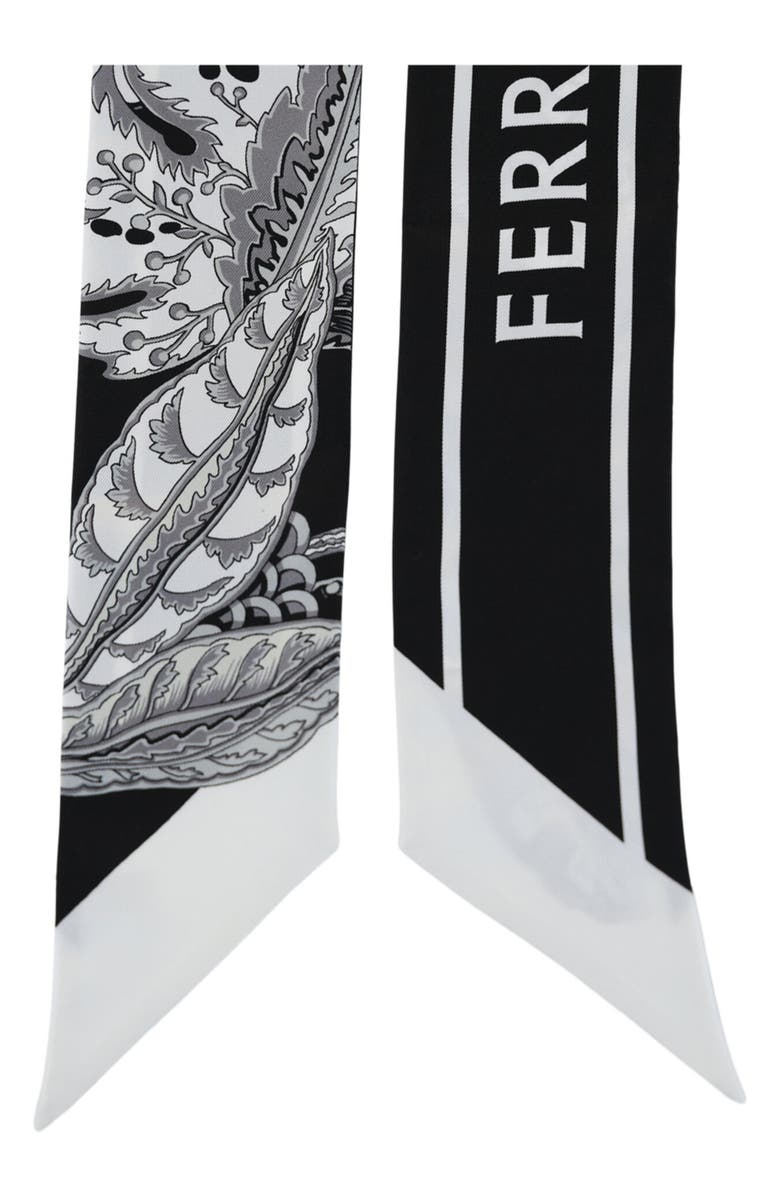 FERRAGAMO Skinny Silk Scarf, Alternate, color, Black