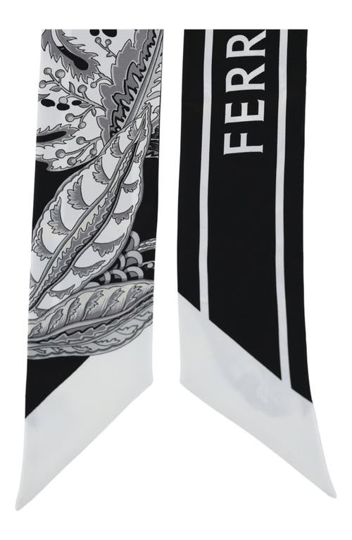 Ferragamo Skinny Silk Scarf In Black