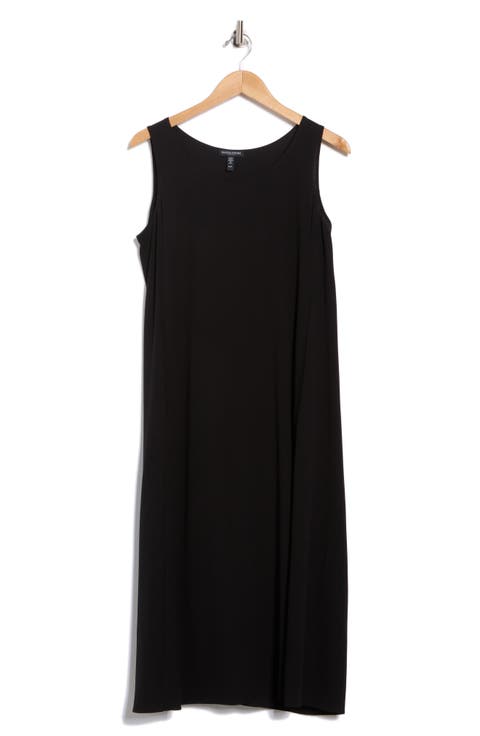 Scoop Neck Sleeveless Silk Shift Dress (Petite)