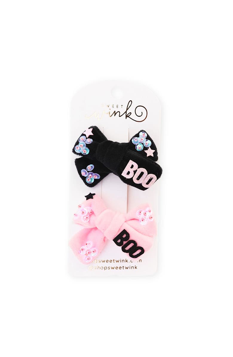 Sweet Wink Boo Bows Halloween Clip Set, Main, color, 