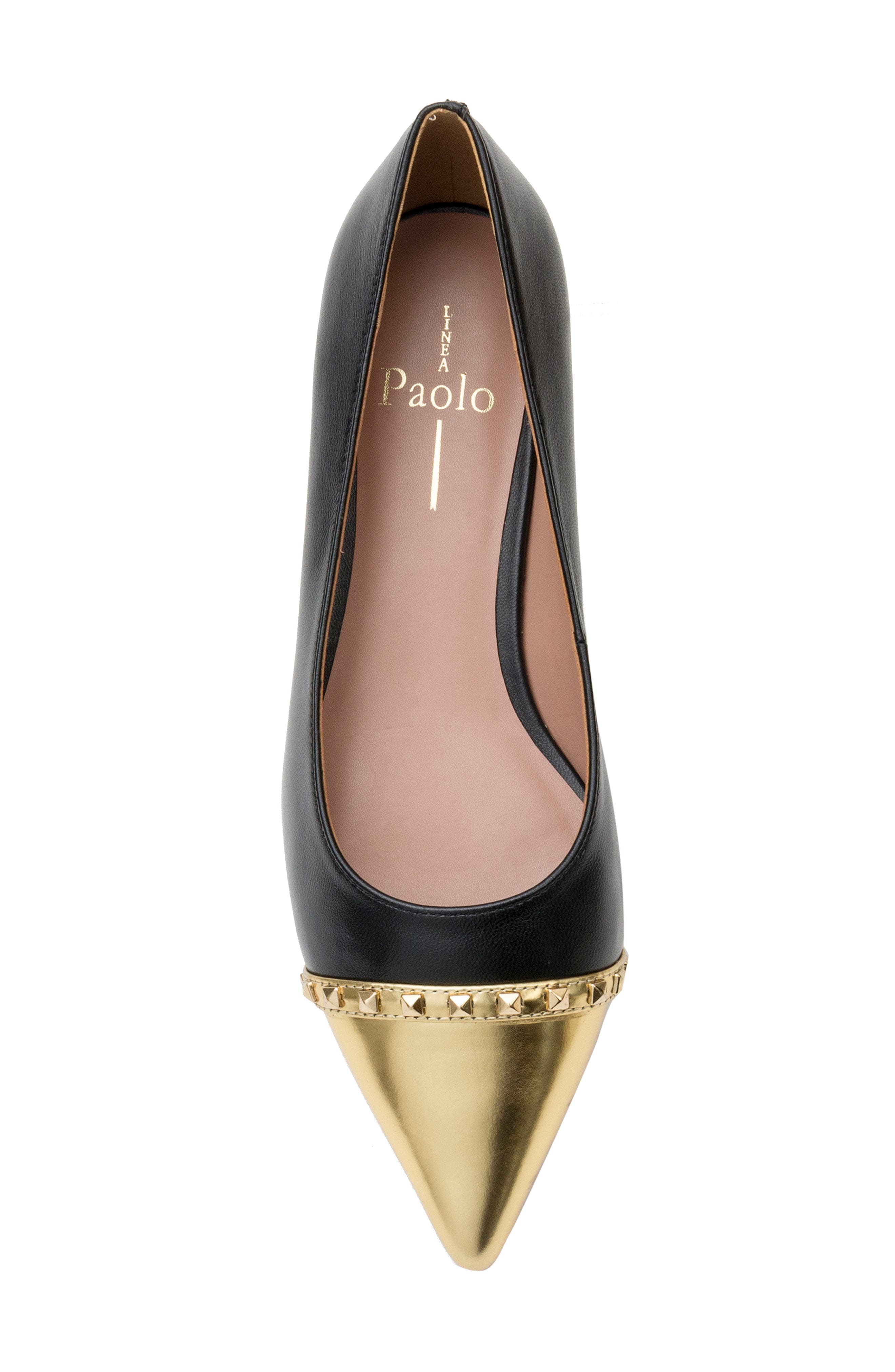 Linea Paolo Niche Pointed Toe Flat, Alternate, color, Black/ Gold