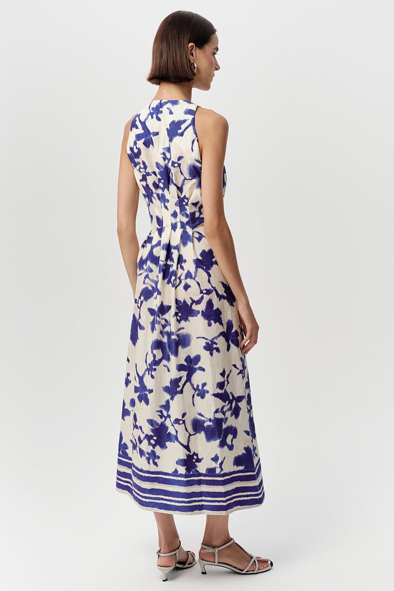 Zeta Sleeveless V Neck Midi Dress, Alternate, color, Sax