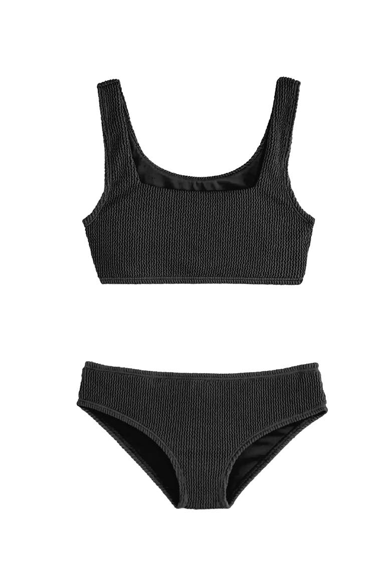 Crinkle Bikini Swimsuit, Alternate, color, Black