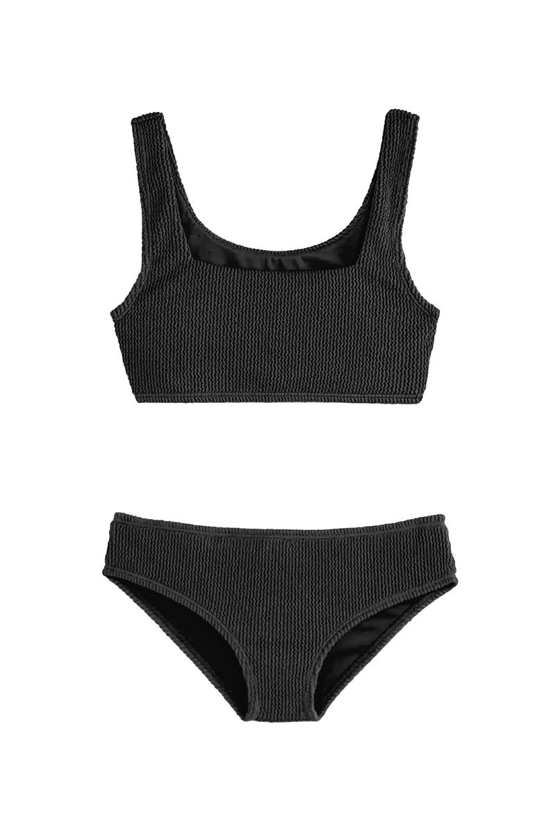 Limeapple Crinkle Bikini Swimsuit, Alternate, color, Black