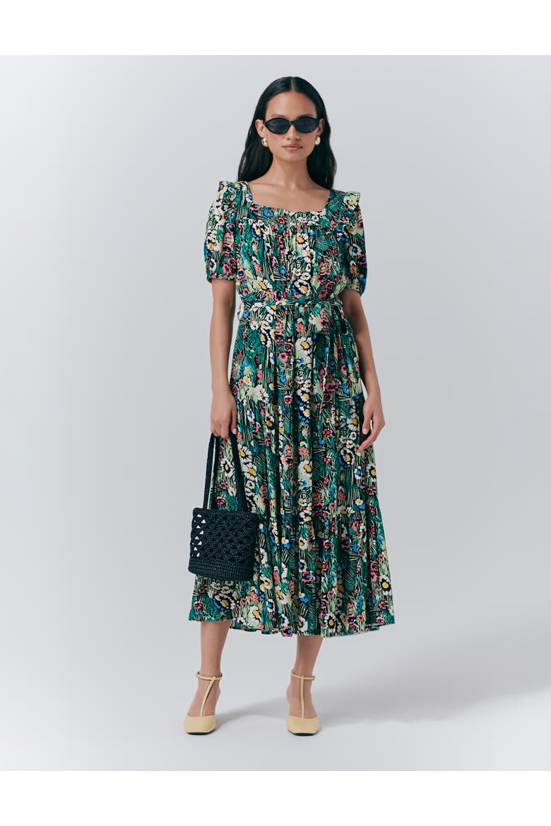 Georgia Tiered Floral Midi Dress, Main, color, Meadow Floral