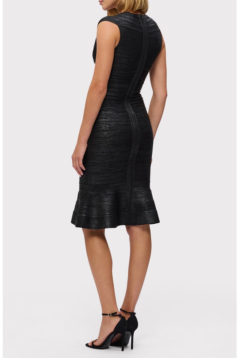 Sophie Metallic Foil V-Neck Dress, Alternate, color, BLACK FOIL-031