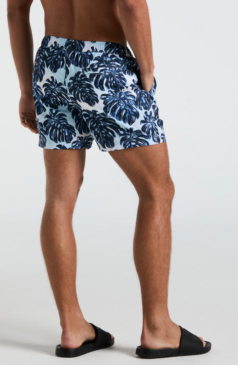 Original Penguin 5-Inch Monstera Swim Trunks, Alternate, color, Crystal Blue