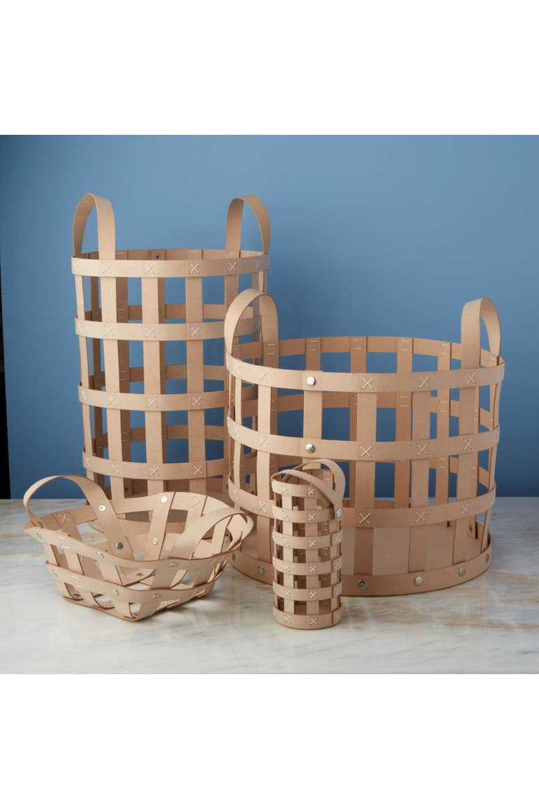 Pali Recycled Leather Everything Basket, Alternate, color, Natural