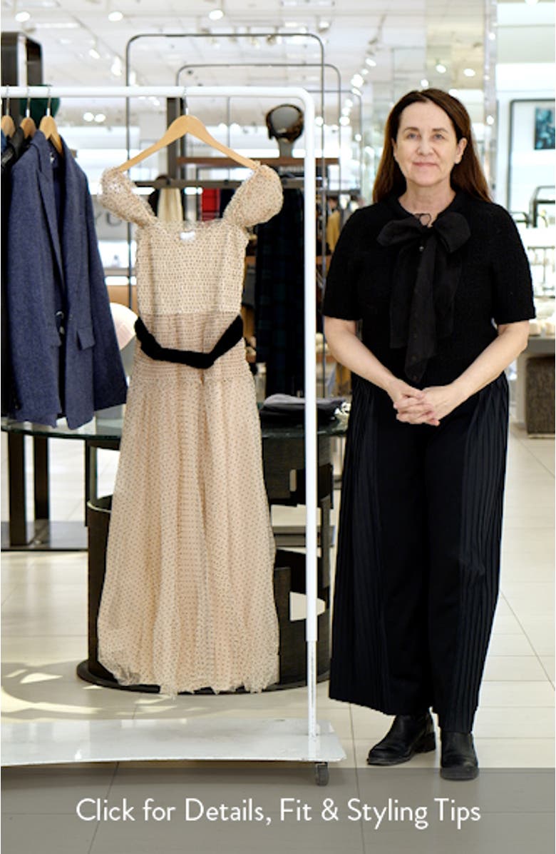 Bryn Polka Dot Belted Puff Sleeve Maxi Dress, sales video thumbnail