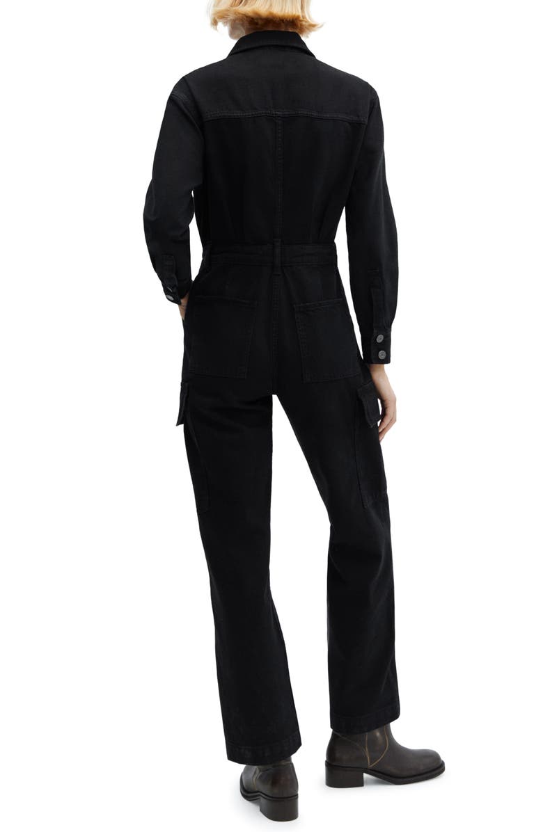 MANGO Long Sleeve Denim Cargo Jumpsuit, Alternate, color,