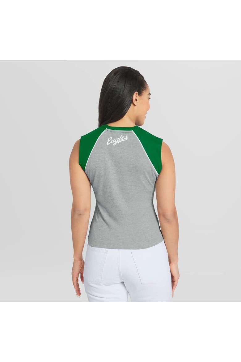 Women's WEAR by Erin Andrews  Heather Gray Philadelphia Eagles Cropped Raglan Tank Top, Alternate, color, Heather Gray