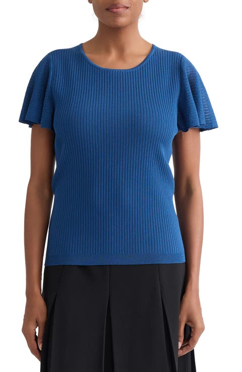 Flutter Sleeve Rib Sweater (Regular & Petite)