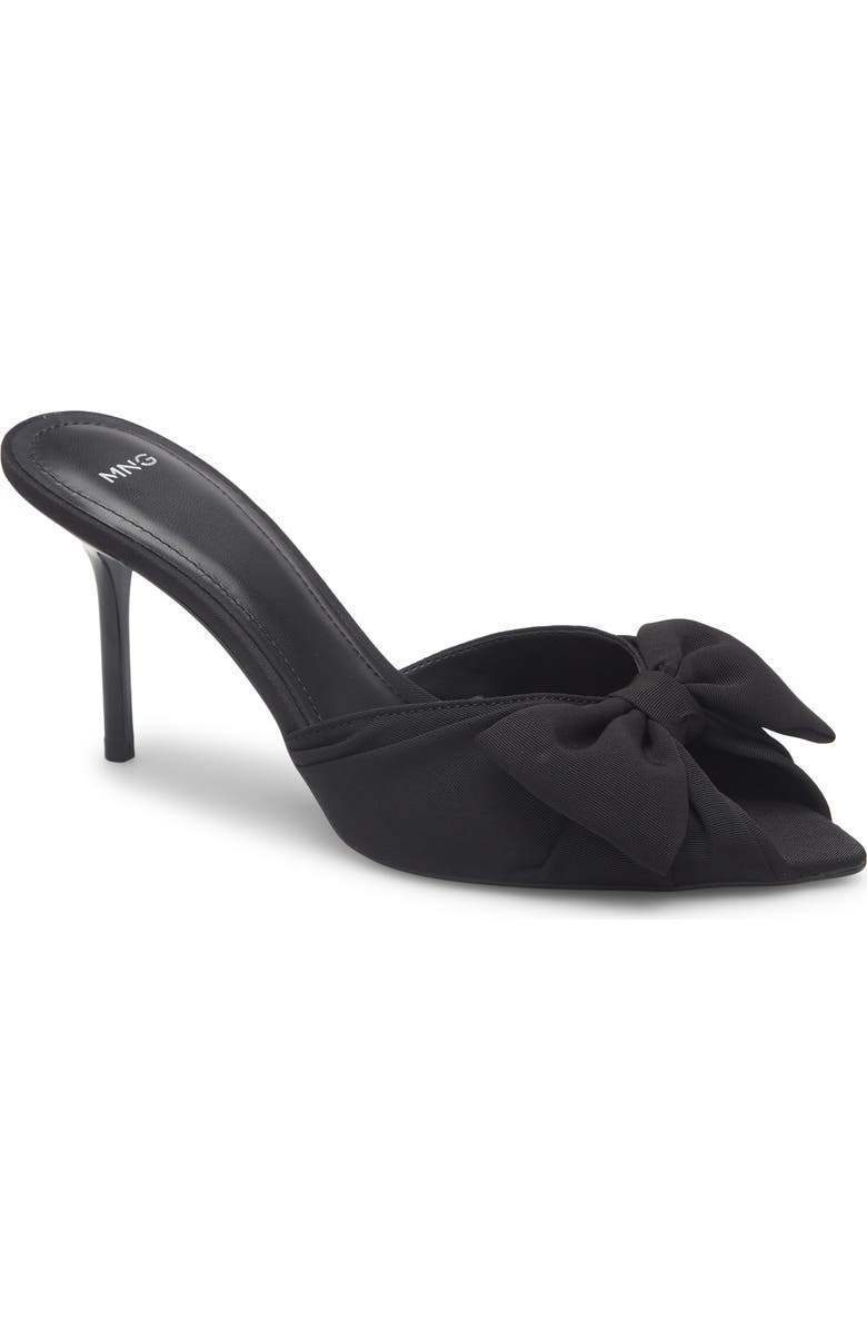 MANGO Lasy Bow Slide Sandal, Main, color, Black