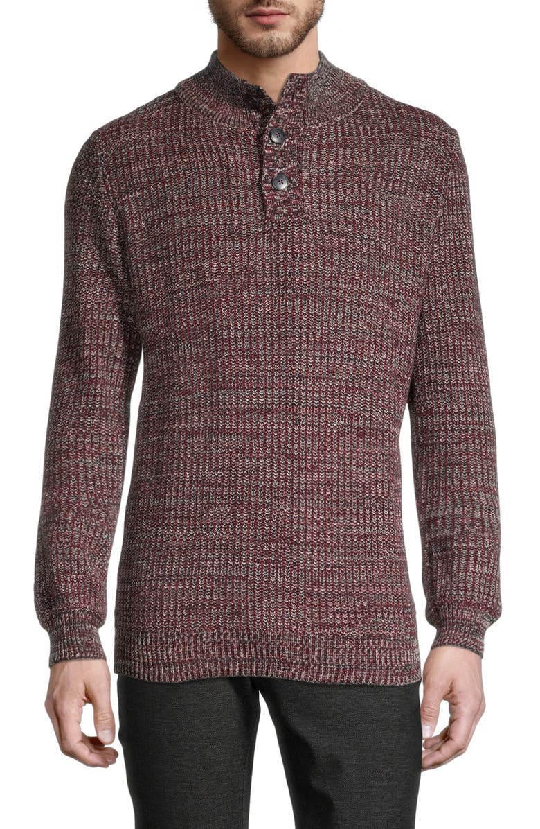 SOUL OF LONDON Button Half-Placket Melange Organic Cotton Knit Sweater, Main, color, 