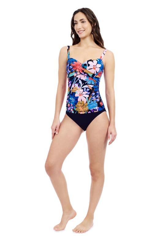 Profile By Gottex Melody Printed Sweetheart Twist Front Tankini In Black Multi