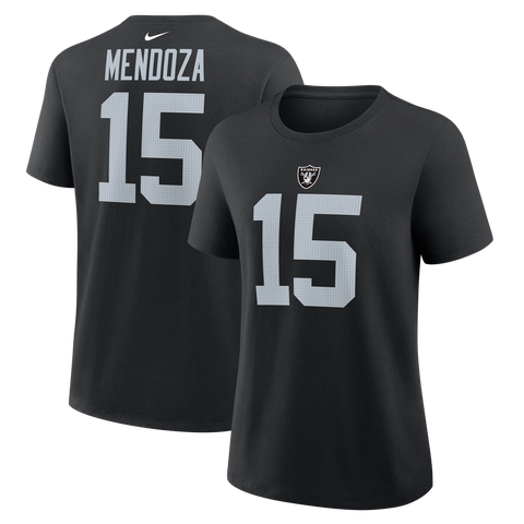 Women's Nike Fernando Mendoza Black Las Vegas Raiders Name & Number T-Shirt