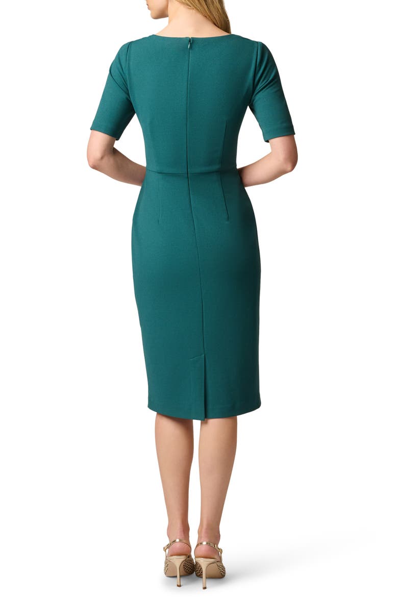Tie Waist Crepe Sheath Dress, Alternate, color, HUNTER