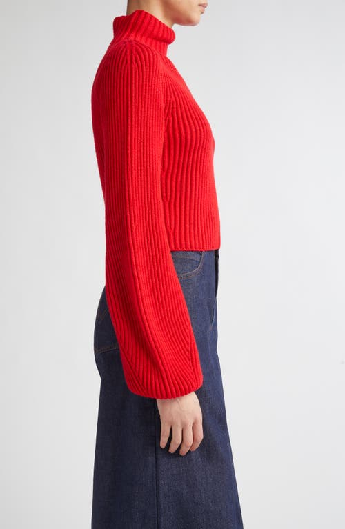 Max Mara Nadar Crop Merino Wool & Cashmere Funnel Neck Sweater In Red