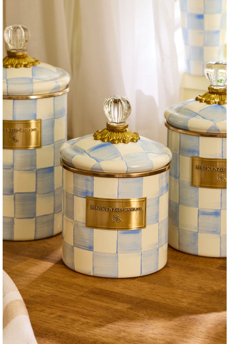 Sky Check Small Enameled Steel Canister, Alternate, color, SKY CHECK