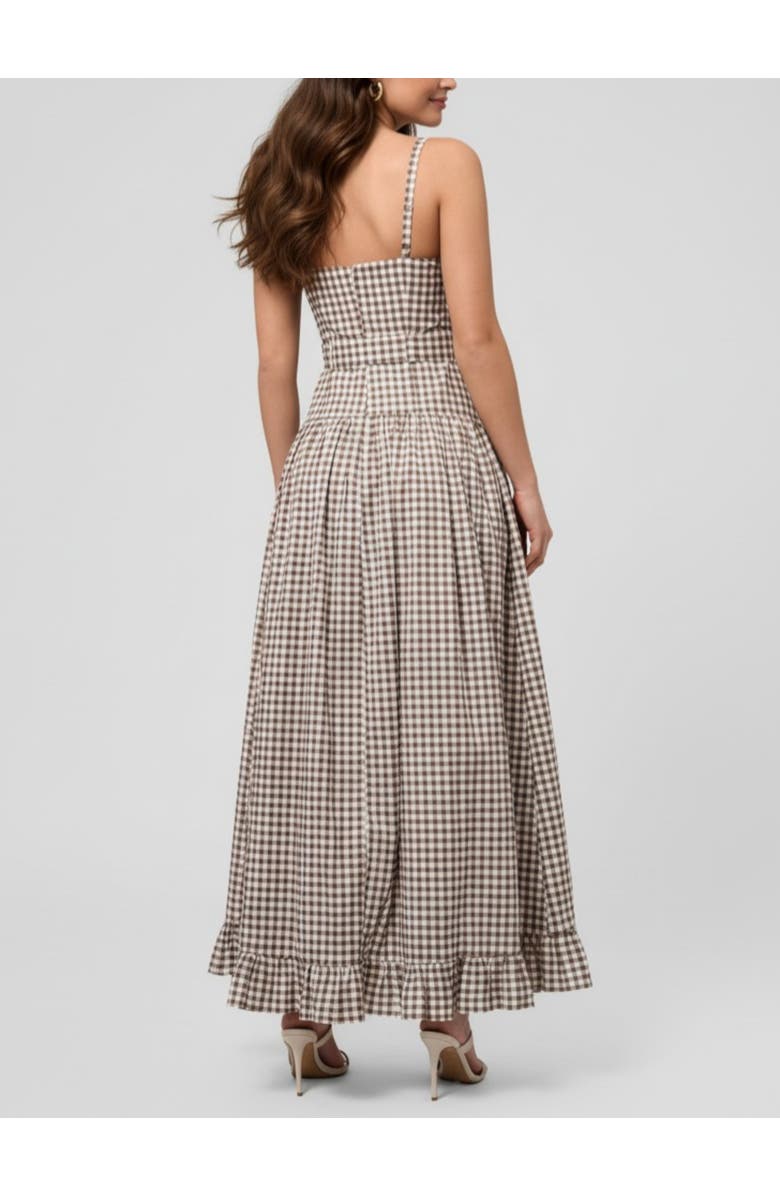 RACHEL Rachel Roy Elodie Sweetheart Neck Maxi Dress, Alternate, color, Ivory Brown Gingham