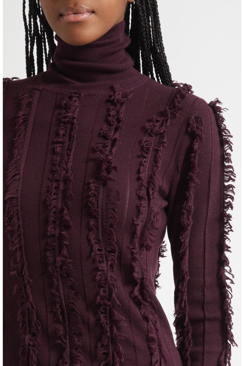 Nico Fringe Stripe Merino Wool Turtleneck Sweater, Alternate, color, PINEAU
