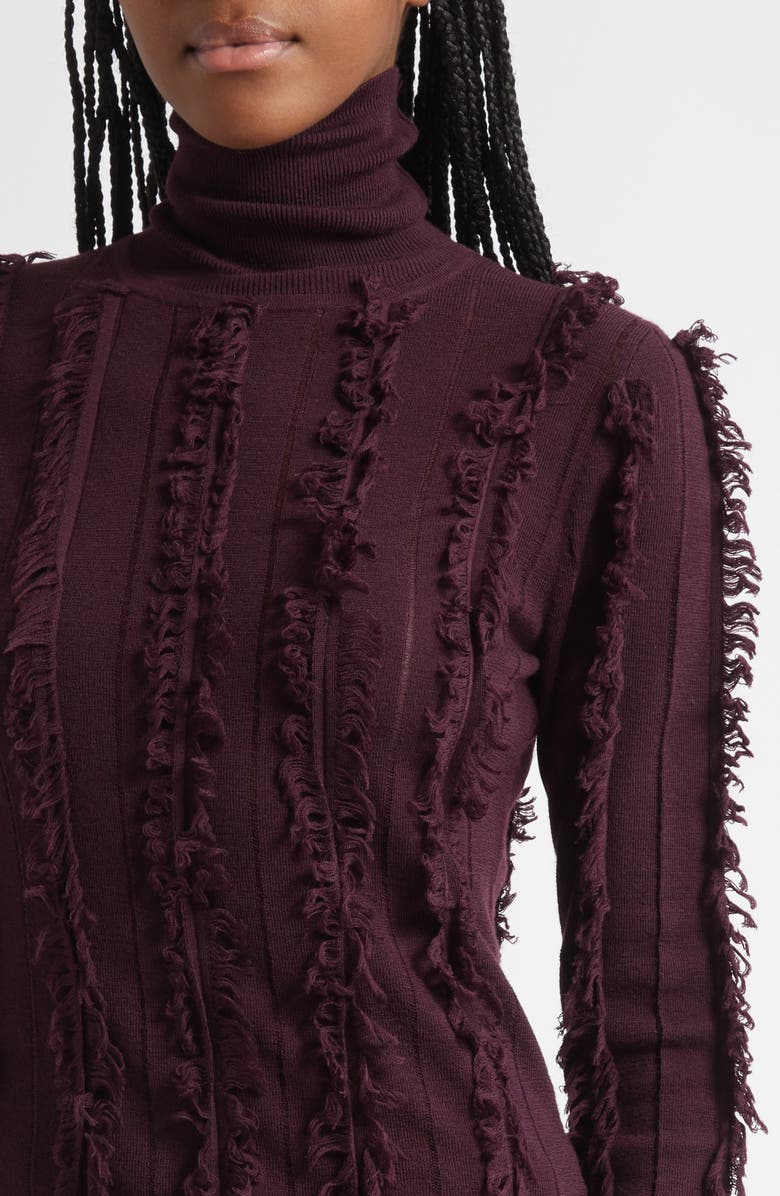 ZANKOV Nico Fringe Stripe Merino Wool Turtleneck Sweater, Alternate, color, Pineau