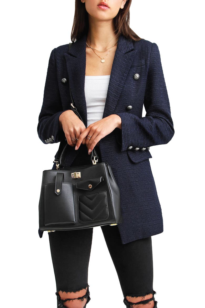 Princess Polly Textured Weave Blazer, Alternate, color, NAVY