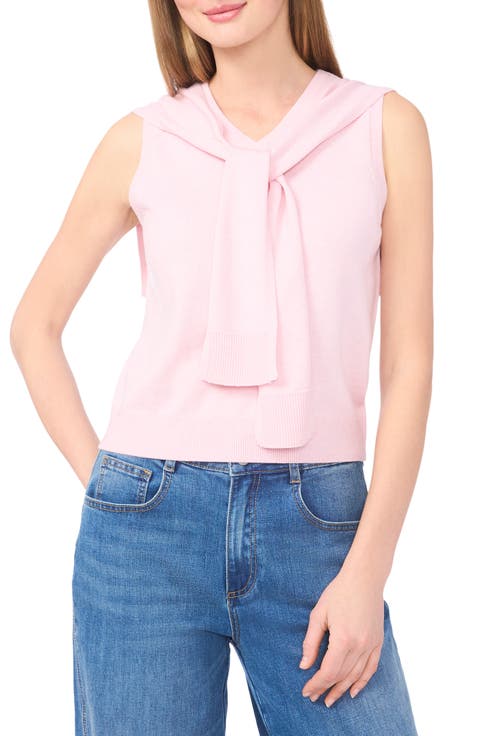 Tie Shoulder Sleeveless Sweater