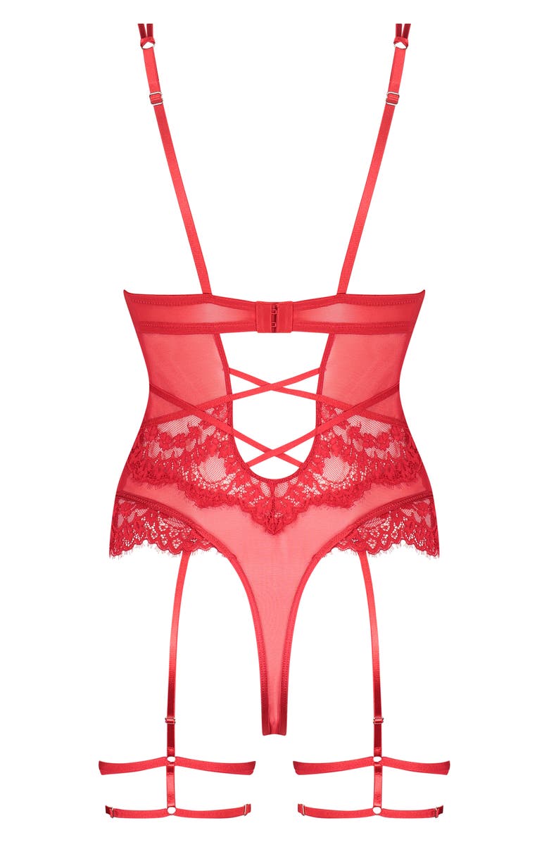 Hunkemöller Krystle Lace Bodysuit with Garter Straps, Alternate, color,