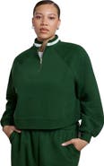 ELOQUII Stripe Detail Quarter Zip Sweatshirt