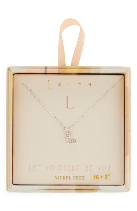 Cubic Zirconia Initial Pendant Necklace