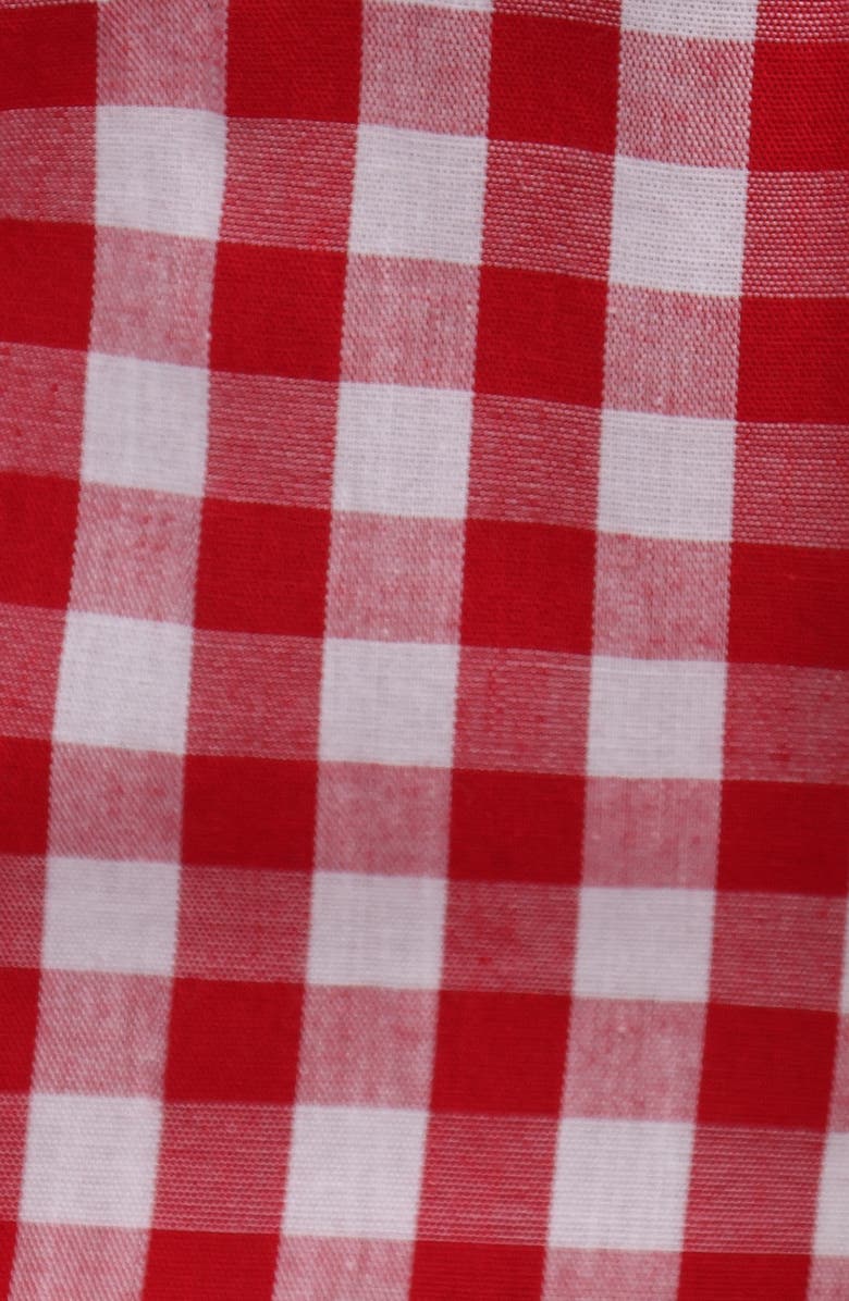 Petal & Pup Marina Gingham Ruffle Hem Cotton Pants, Alternate, color, Red Gingham