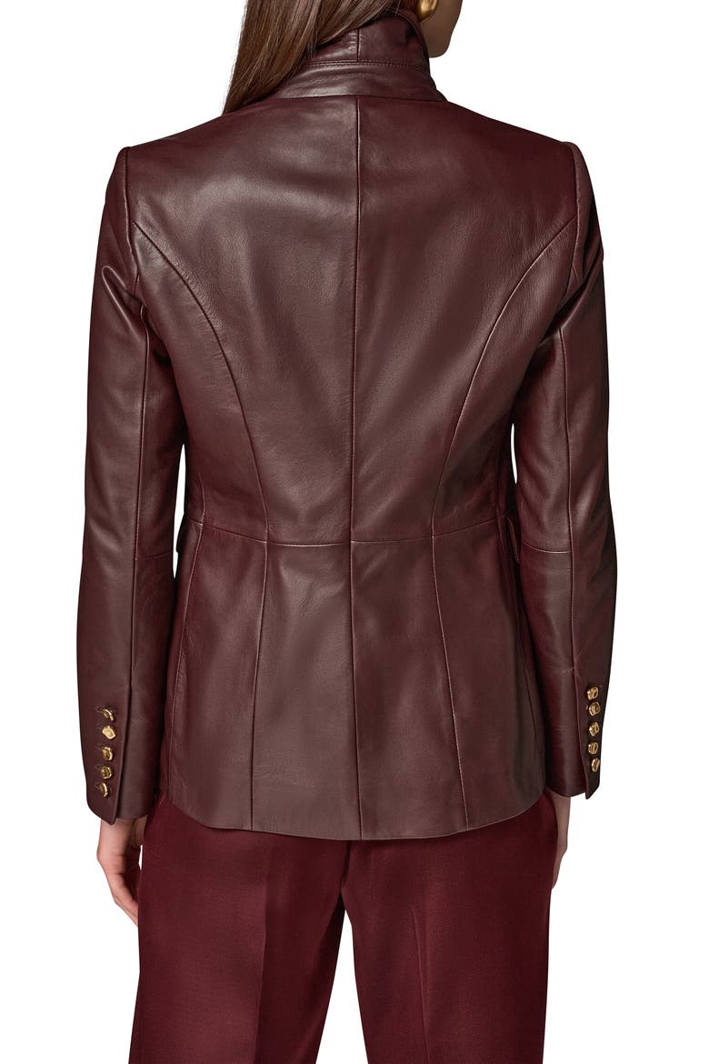 Double Breasted Leather Blazer, Alternate, color, BLACK CHERRY