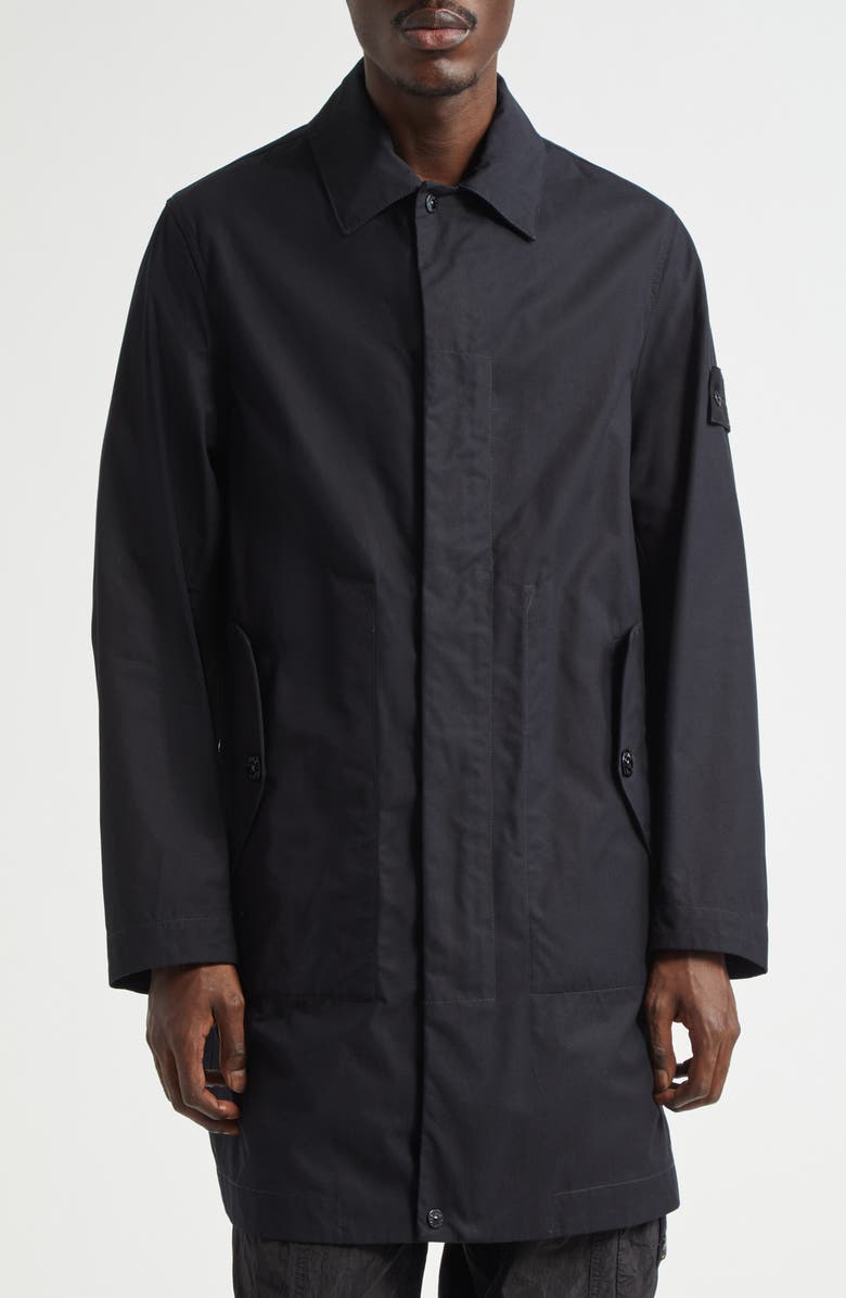 Stone Island Ghost Cotton Canvas Trench Coat, Main, color, V0029 Black