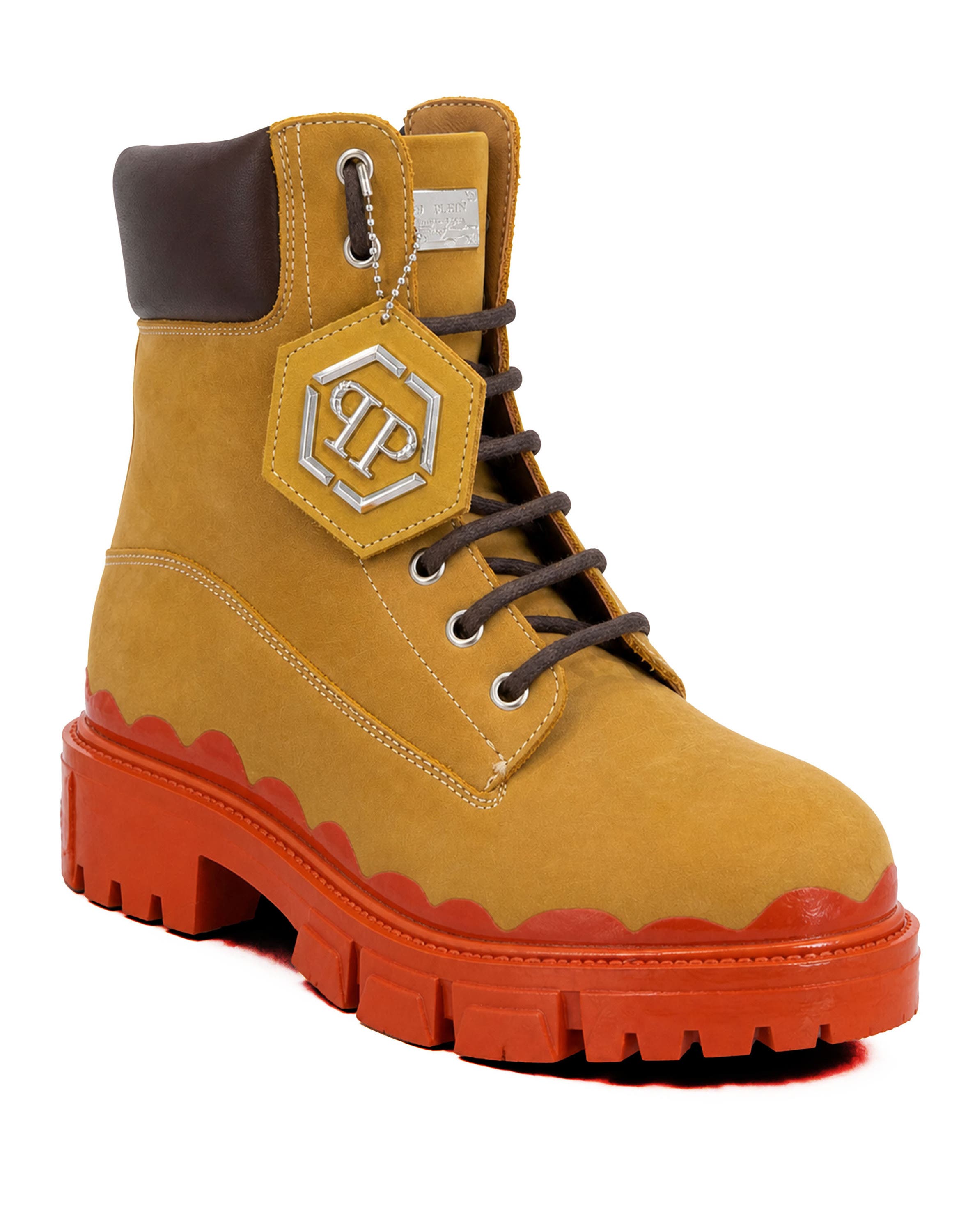 Nabuk Lace-up Boots Immersed Men, Main, color, beige/orange