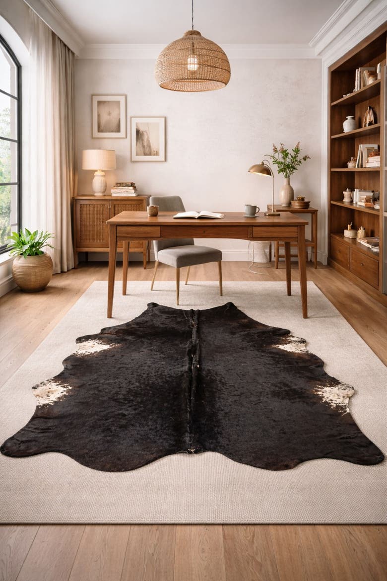 Eco Hides Heritage Tricolor Cowhide Rug 8'5" x 7'0", Alternate, color, Black/Brown/White