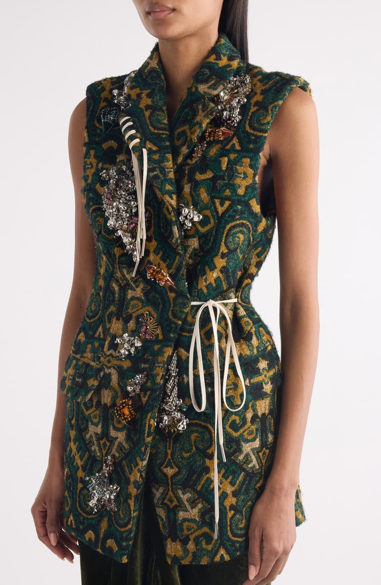 Dries Van Noten Bimbila Embellished Sleeveless Blazer, Alternate, color, Bottle