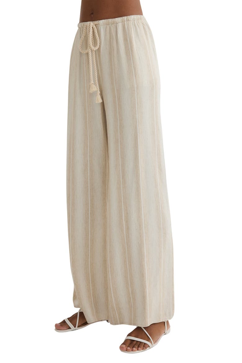Stripe Wide Leg Drawcord Pants, Alternate, color, POSITANO SAND STRIPE