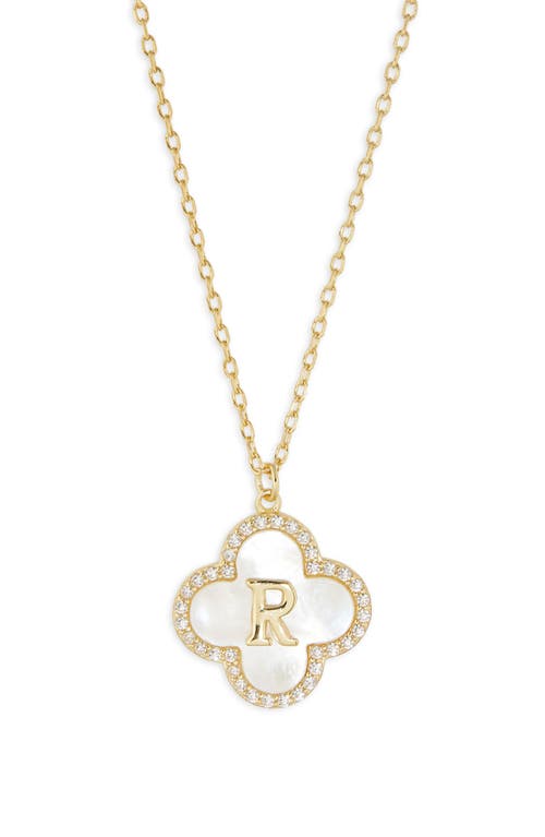 Argento Vivo Sterling Silver Clover Mother-of-pearl Initial Pendant Necklace In Gold