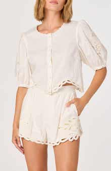 Joellyn Embroidered Linen & Cotton Top