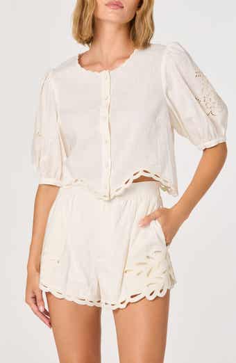 Joellyn Embroidered Linen & Cotton Top