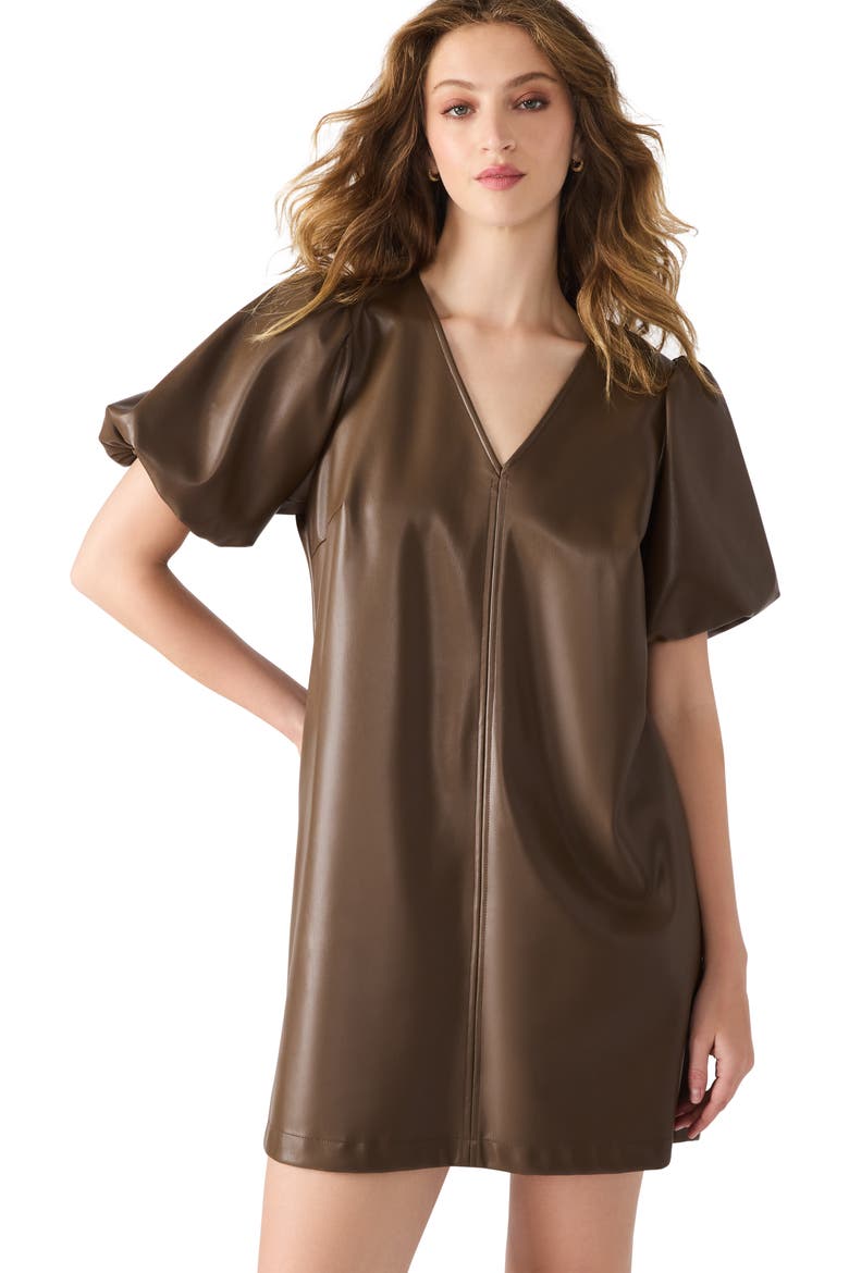 Tilly Faux Leather Minidress, Alternate, color, COCO