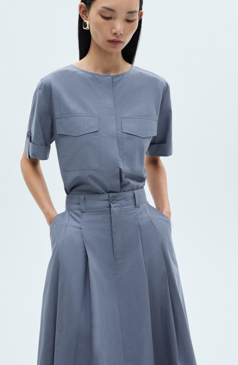 MANGO Pleated Midi Skirt, Alternate, color, Blue